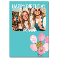 Personalised Turquoise Photo Birthday Card